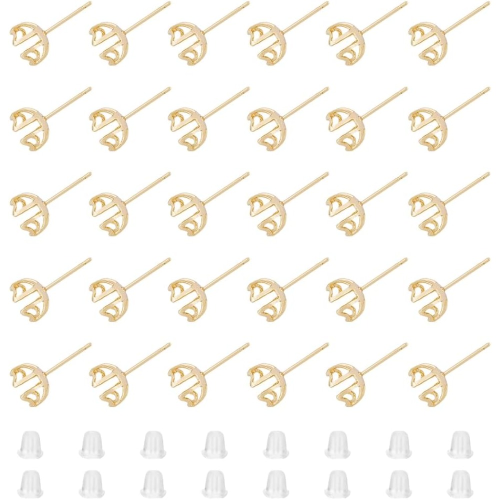 Pearl Stud Earrings - 30 шт., крепление для сережек, 4
