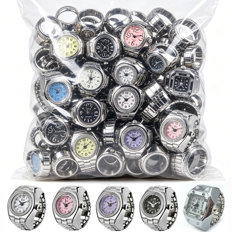 Vintage Jewelry Watches Women - Винтажные серебряные мини-часы-кольца в стиле панк,