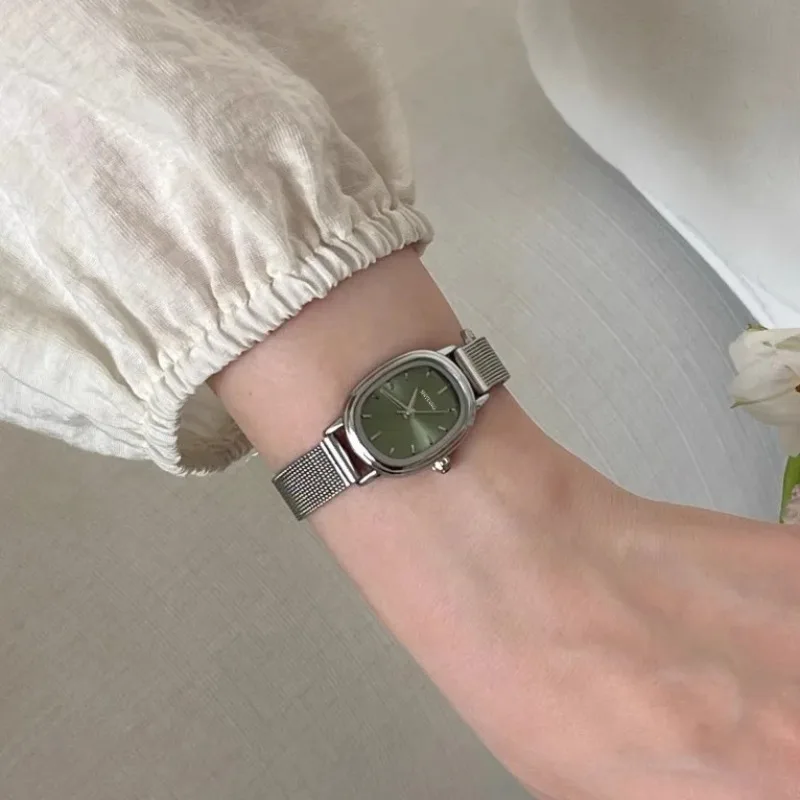 Jewelry Watches For Women - Зеленые часы с маленьким овальным циферблатом,