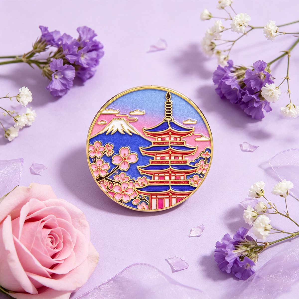 Эмалевая брошь с японской саку – обзор и цена Vintage Brooch Pin