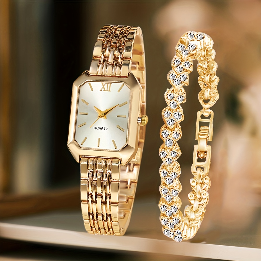 2 шт. Модные прямоугольные жен – обзор и цена Jewelry Watches For Women
