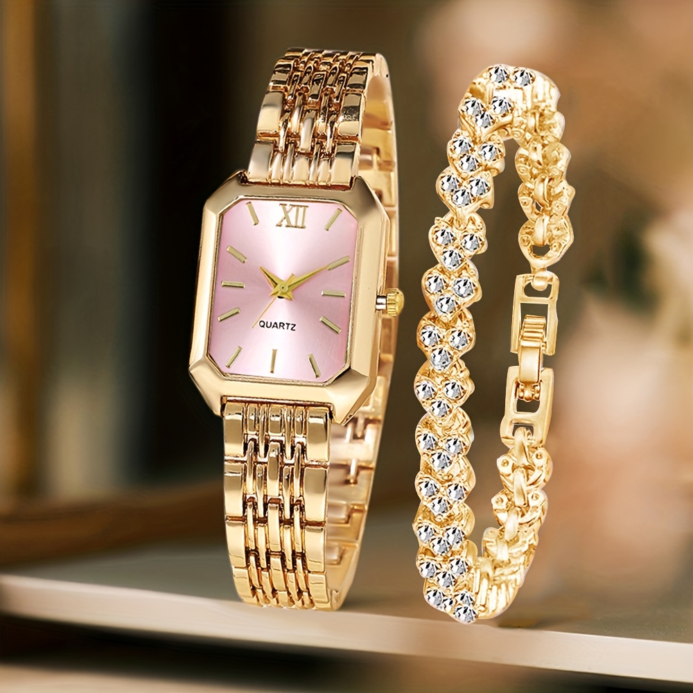 2 шт. Модные прямоугольные жен – обзор и цена Jewelry Watches For Women